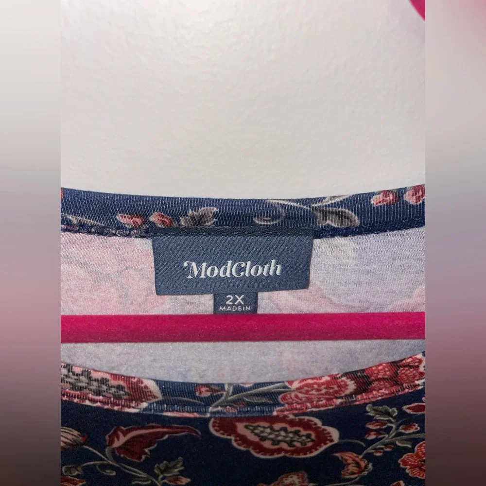 Modcloth Navy Floral Long-Sleeve Blouse - Picture 6 of 6